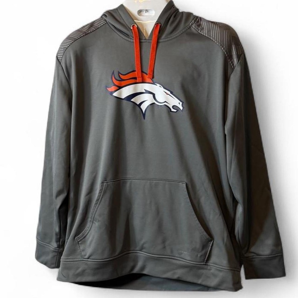 Majestic Thermabase Gray Denver Broncos Hoodie, Men's Size XL